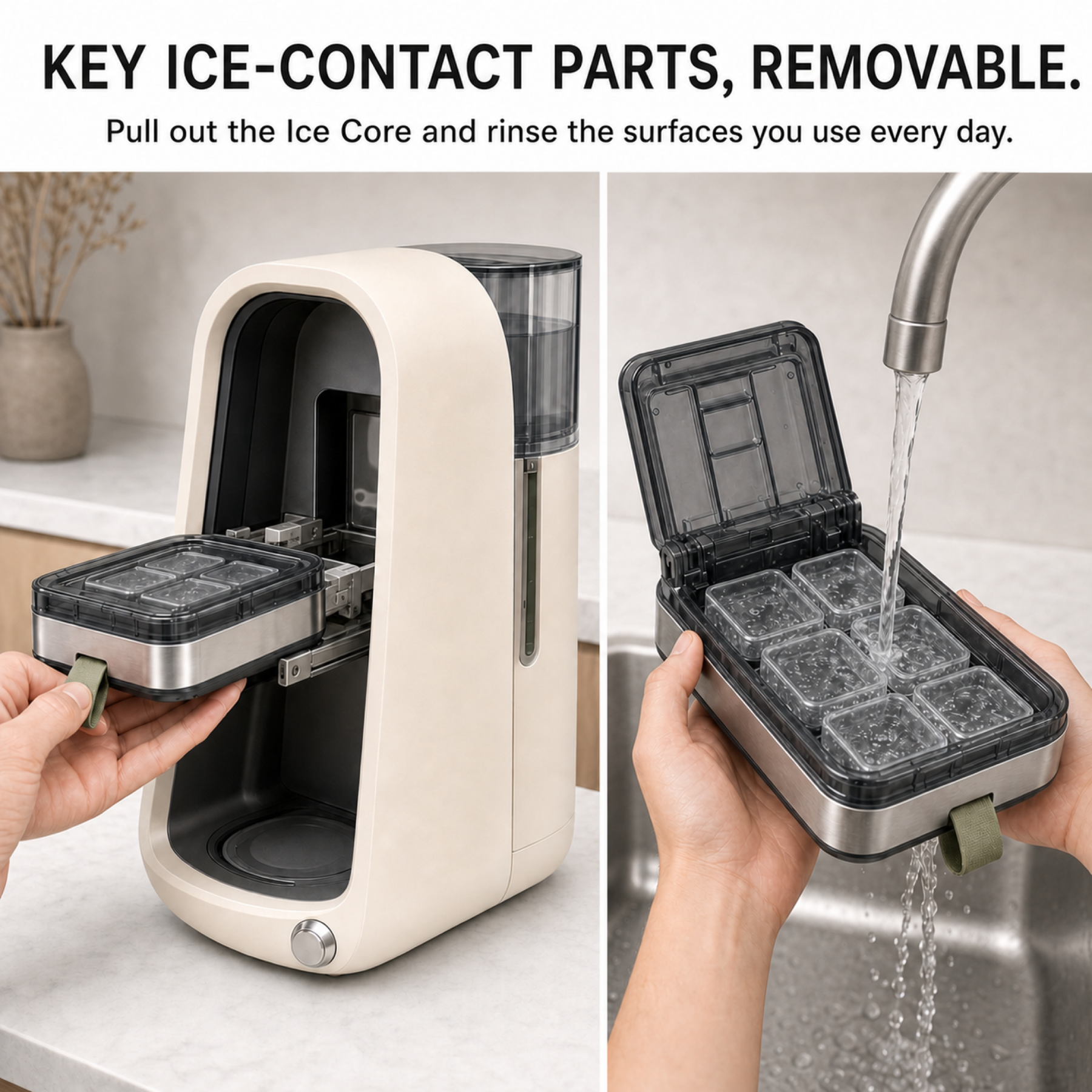 Removable CleanCore One ice-contact components