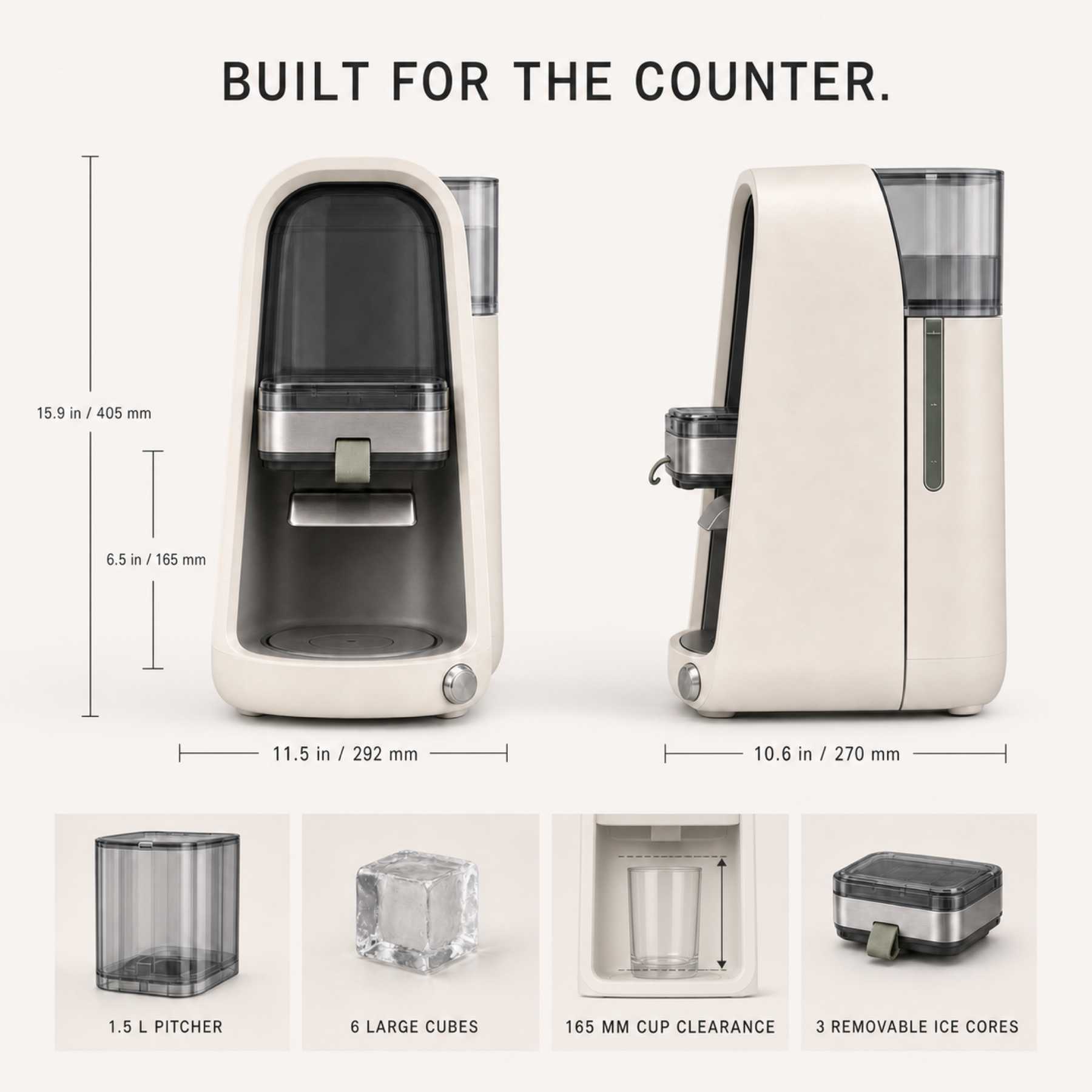 CleanCore One dimensions and 165 mm cup clearance